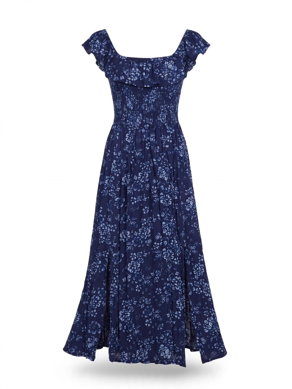 Aeropostale Navy Blue Floral Ruffle Maxi Dress